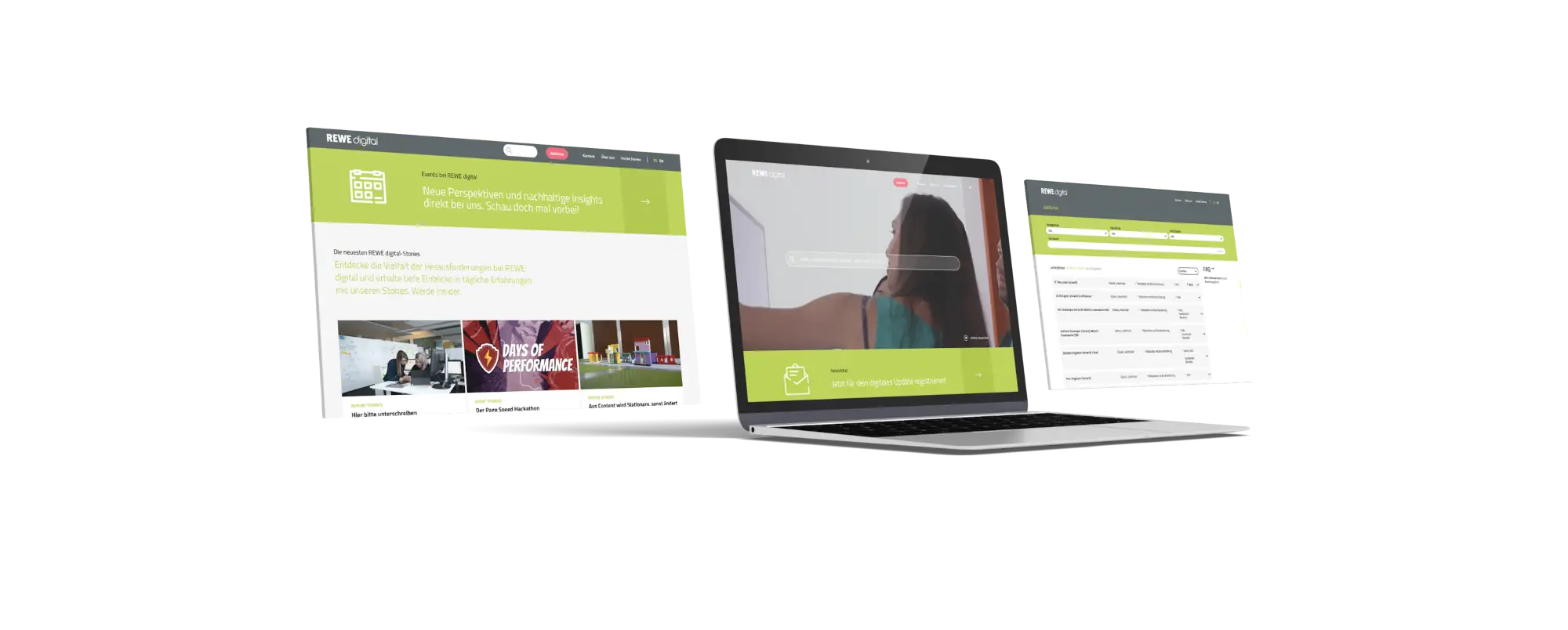 Three images from the REWE website
