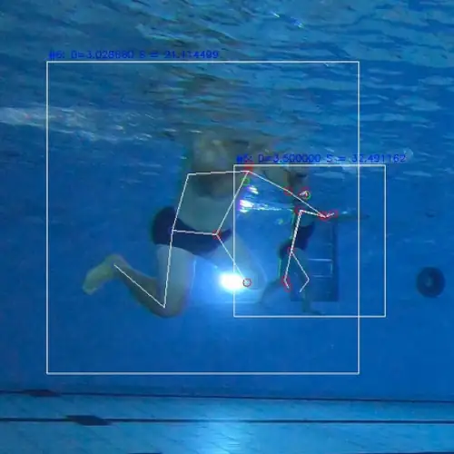 Underwater photo of swimmer tracked by AI